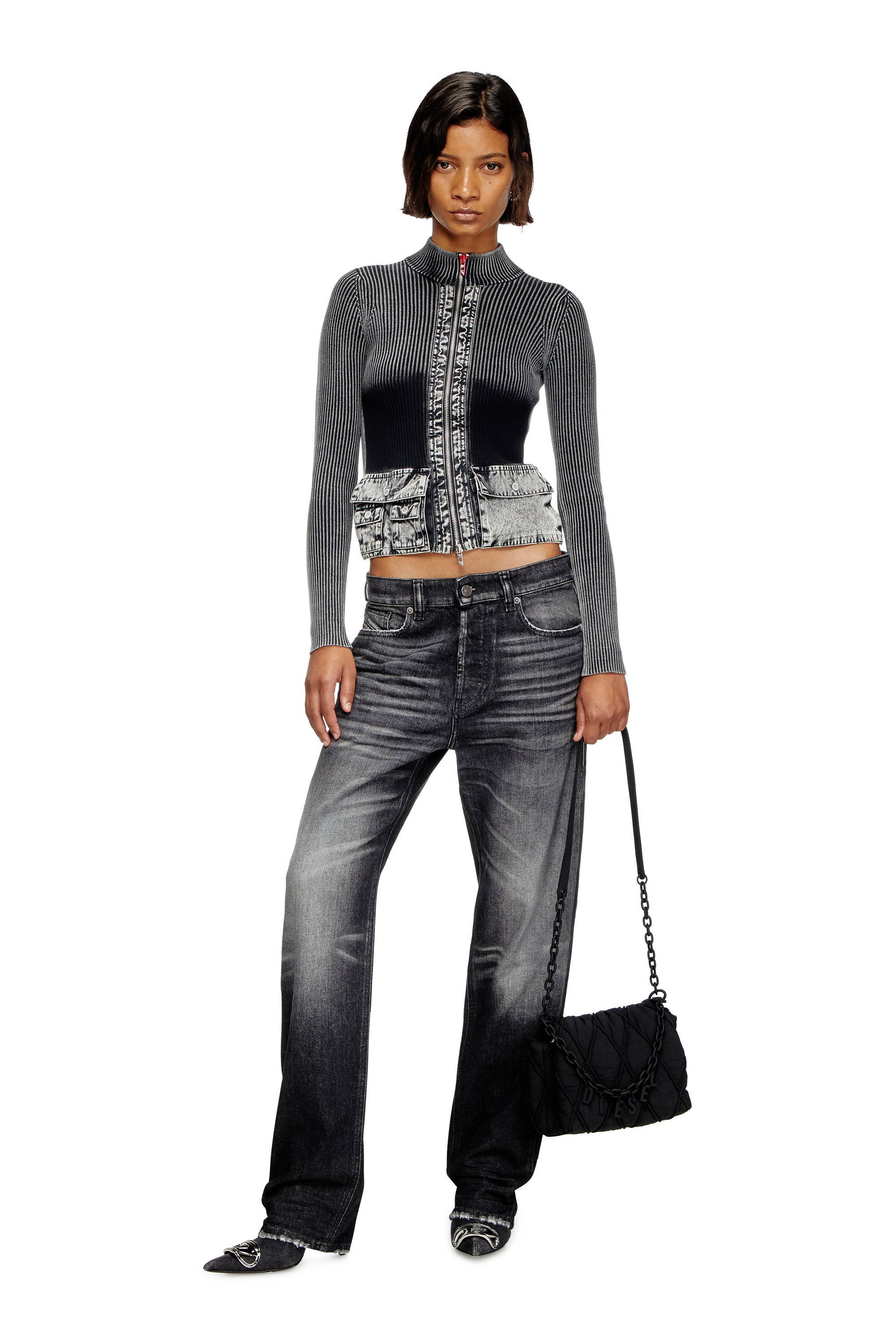 Diesel - CHARM-D SHOULDER S, Woman's Charm-D S-Small shoulder bag in quilted nylon in Black - 2