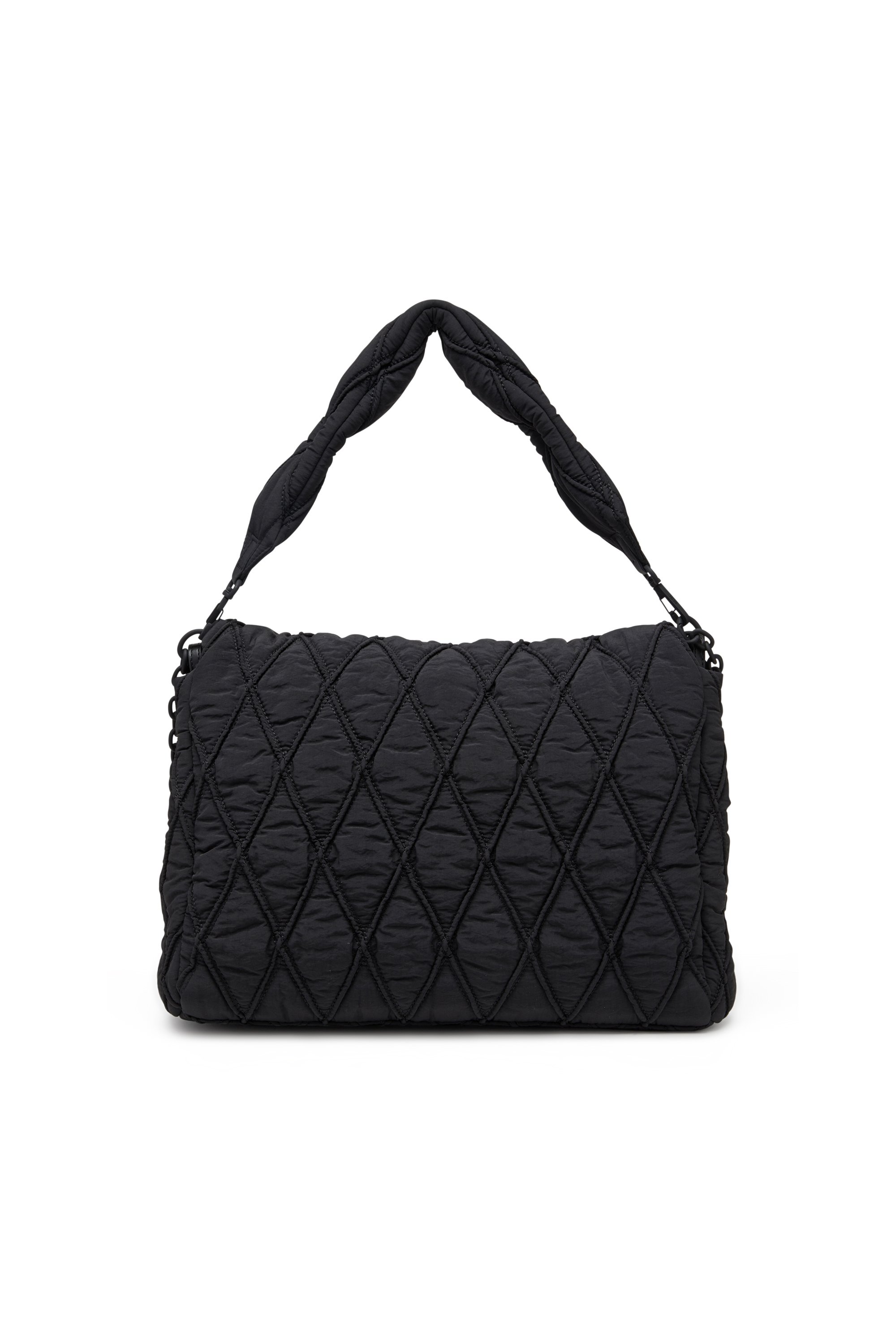 Diesel - CHARM-D SHOULDER L, Woman's Charm-D L-Shoulder bag in quilted washed nylon in Black - 3