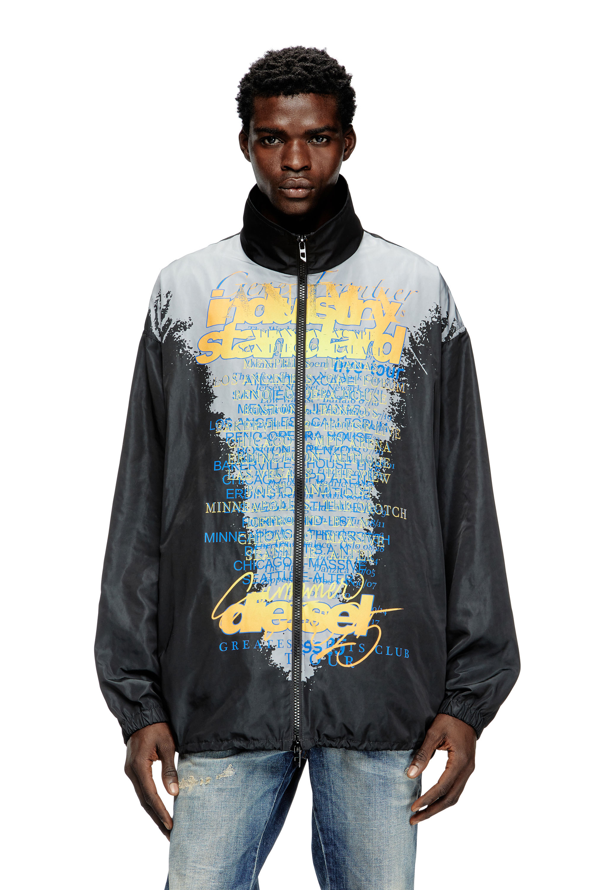 Diesel - J-ERIK, Unisex's Tech-jersey jacket with lyrics print in Black - 2